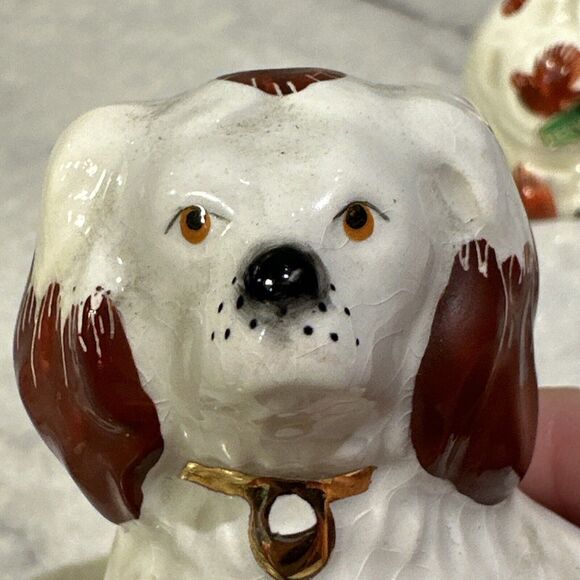 RARE PAIR STICKERED Brwn SPOTTED Beswick Staffordshire Dogs King Charles 1738-7 - Picture 11 of 13